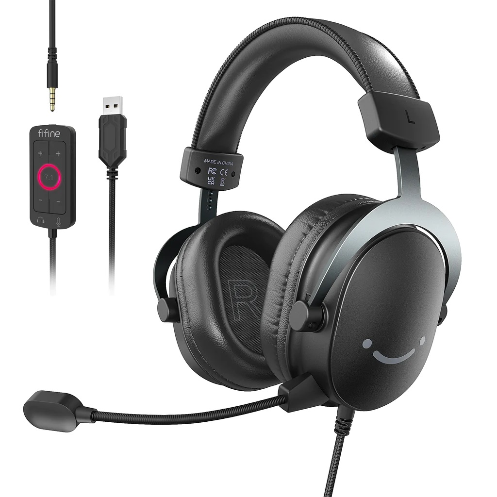 FH9 Fifine Ampligame H9 PC Gaming Headset USB Headset with 7.1 Surround Sound Detachable Microphone Control Box 3
