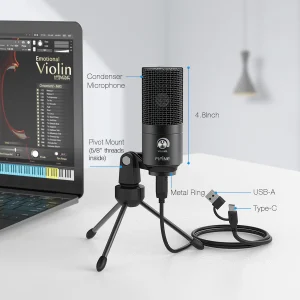 FIFINE K669B USB Condenser Microphone with Tripod Stand