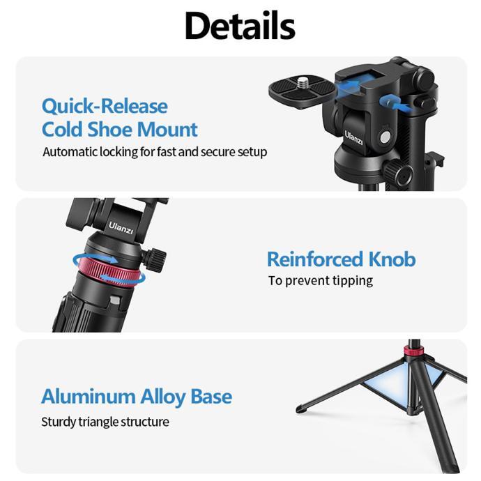 Ulanzi PT 3 Triple Cold Shoe Gimbal Microphone Mount Extenstion Bar w 1 4 inch Adapter Video Light Microphone Mount 3