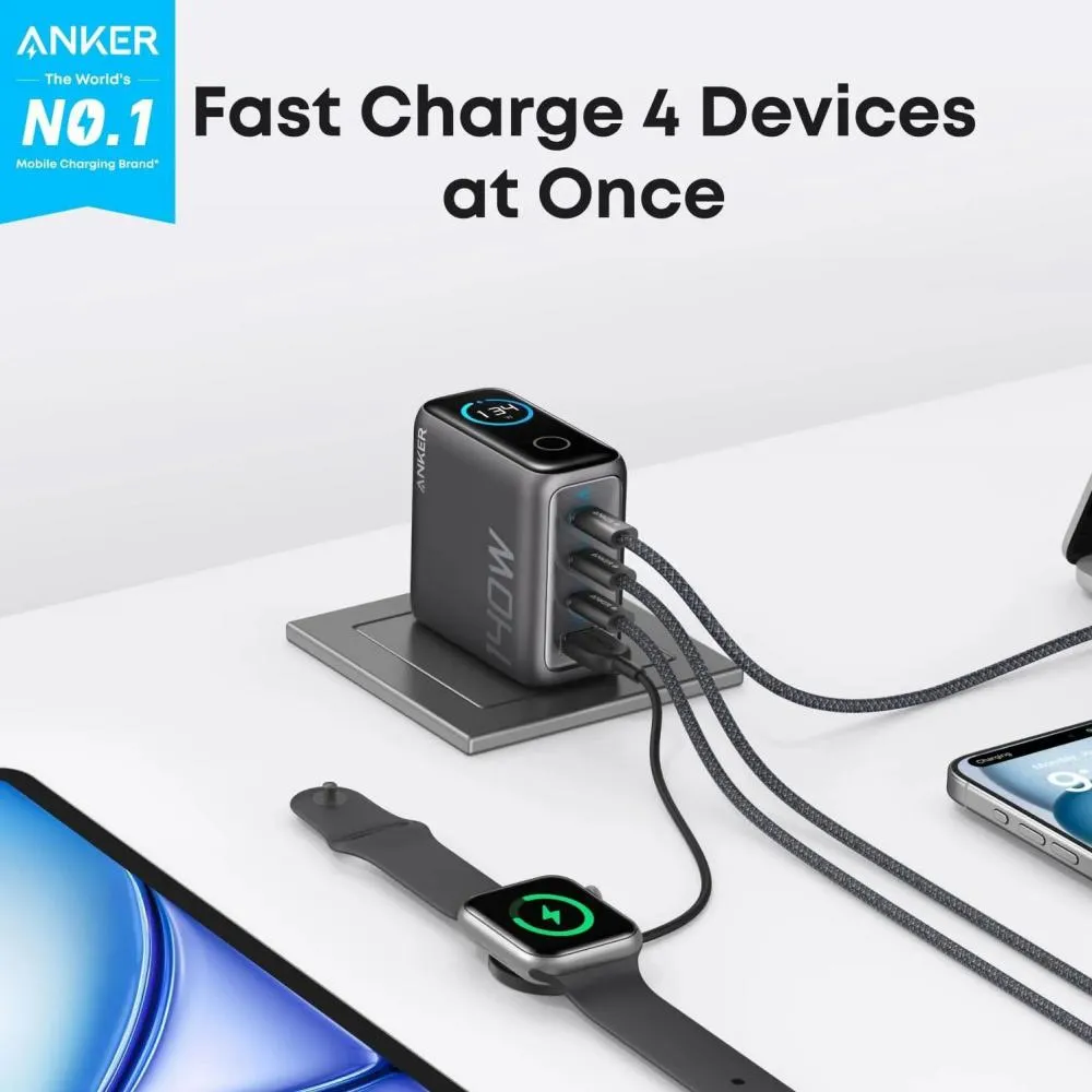 Anker 140W Charger (4-Port, PD 3.1) with USB-C Cable