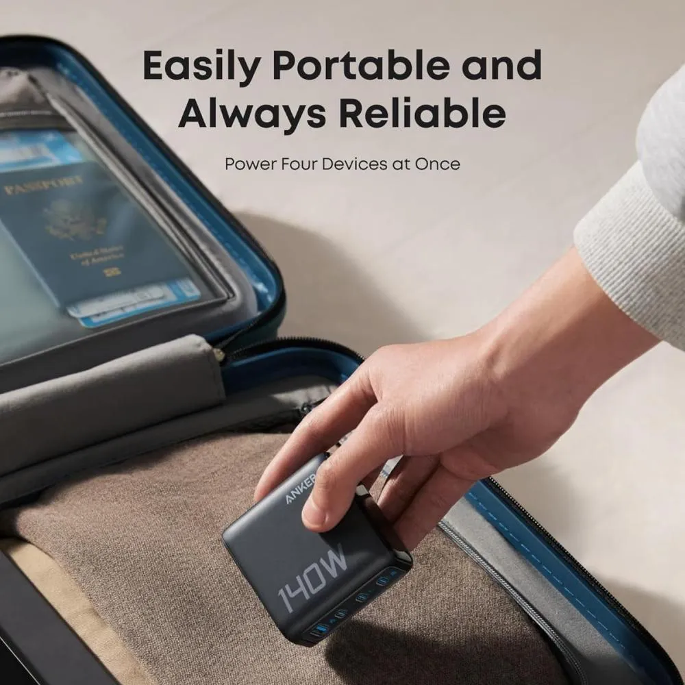 Anker 140W Charger (4-Port, PD 3.1) with USB-C Cable