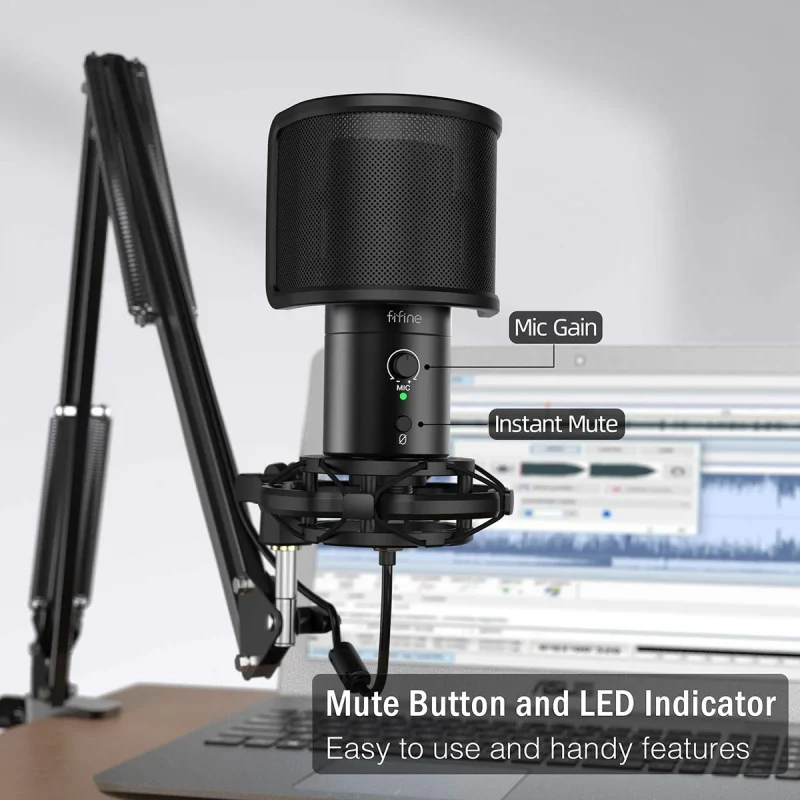 Fifine T683 USB Condenser Microphone with Boom Arm Stand