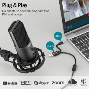 Fifine T683 USB Condenser Microphone with Boom Arm Stand