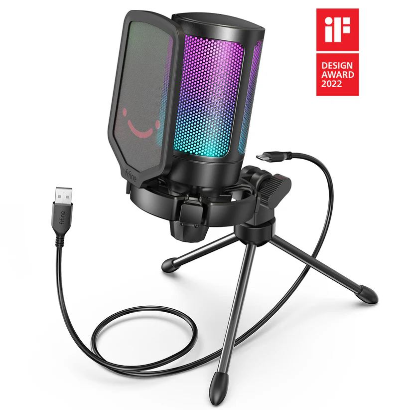 FIFINEAmpliGameA6VUSBRGBMicrophoneforGaming Fifine AmpliGame A6V USB Condenser Microphone